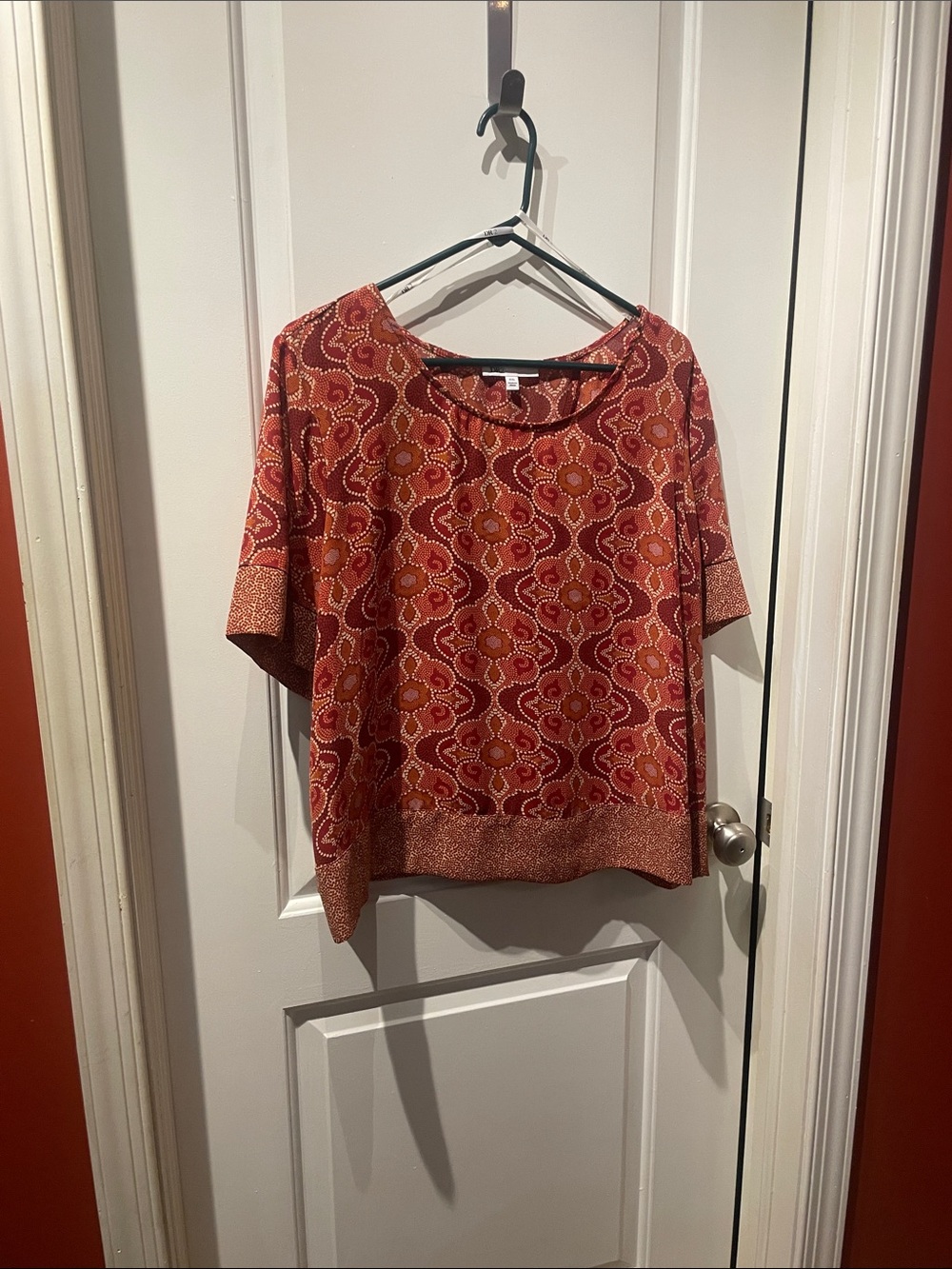 DR2 Rust Red Patterned Short-Sleeve Tunic